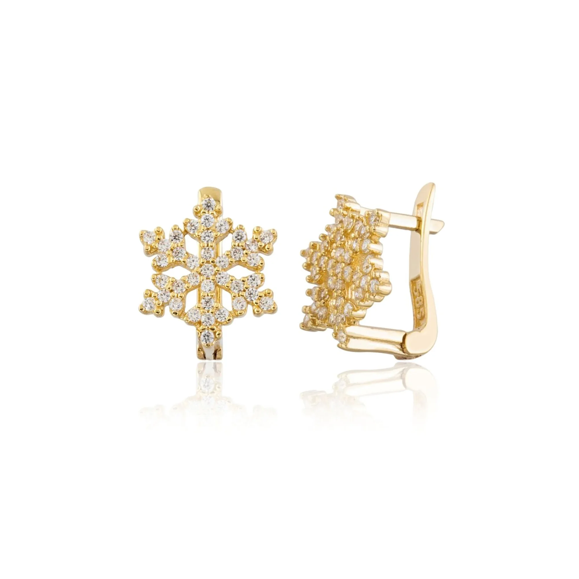 

Snowflake Gold Clip Earrings for Women - Gift for Her - Birthday Gift