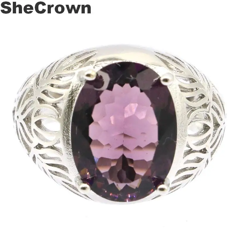 Женское серебряное обручальное кольцо 24x19 мм овальная форма розовый Raspberry Rhodolite