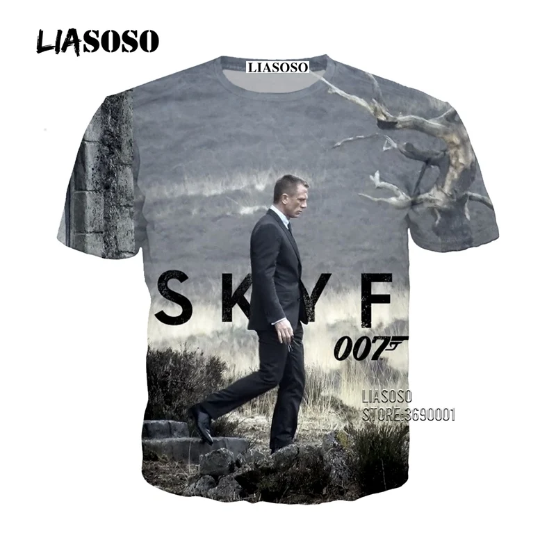 LIASOSO 3D принт унисекс фильм Джеймс Бонд 007 Spectre футболка Летняя Повседневный
