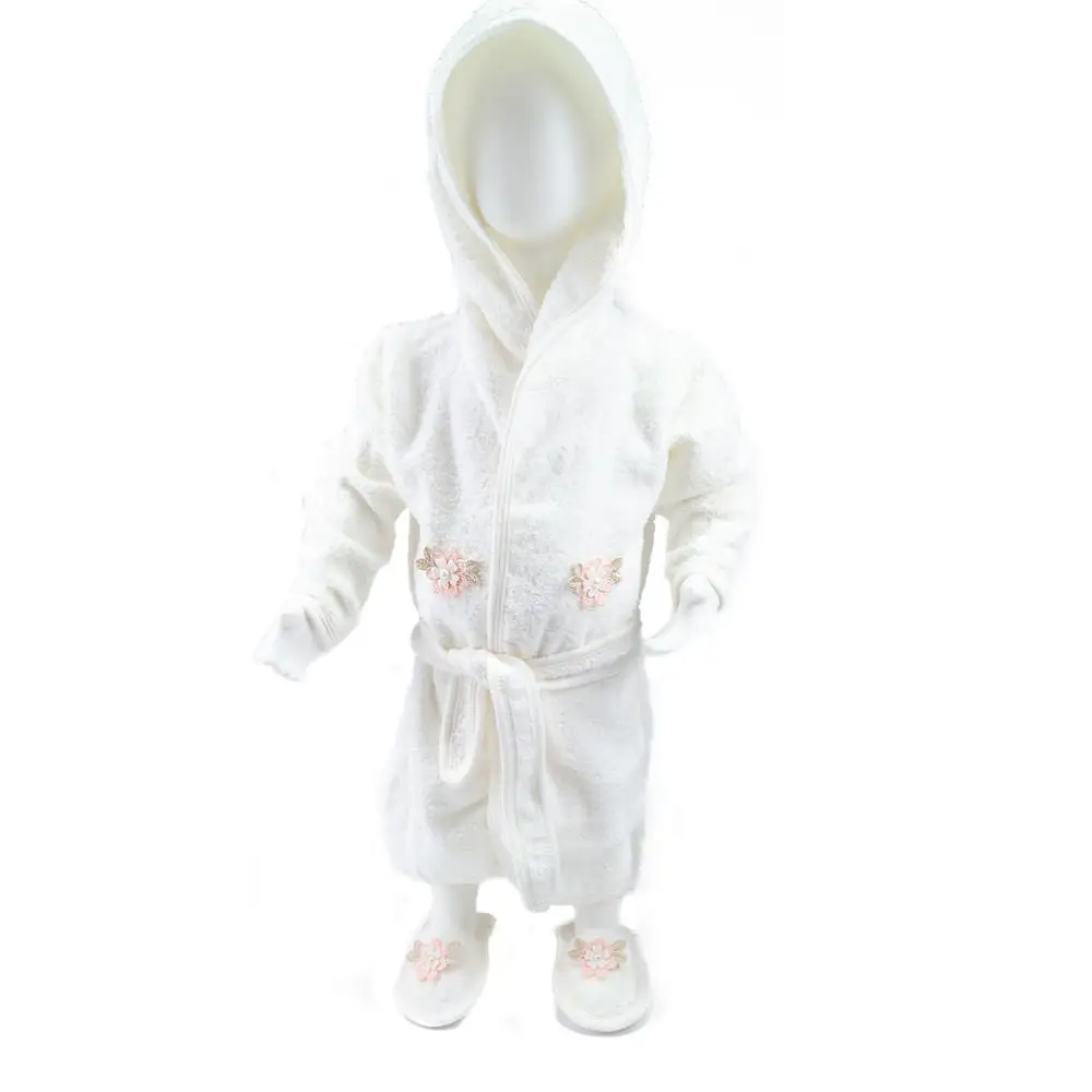 Милый банный халат с капюшоном и цветочным рисунком для маленьких девочек