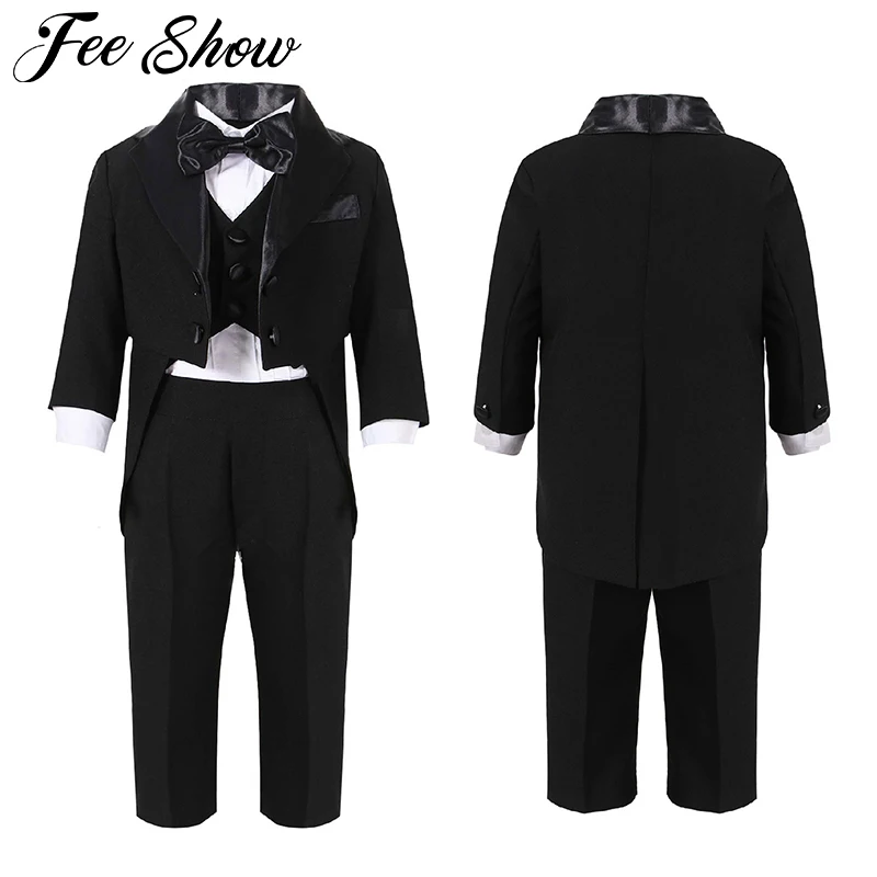 Свадебные костюмы для мальчиков детские на выпускной черные/белые свадебные