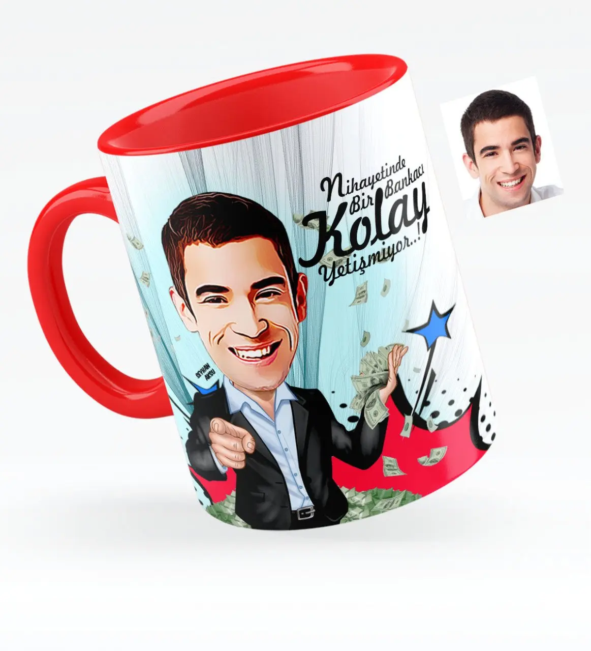 

Personalized Mr Banker Caricature Of Red Mug Cup-2