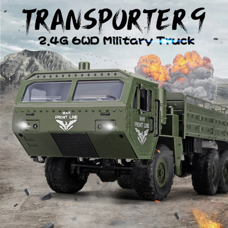 

JJRC Q75 6WD RC Truck 2.4GHz Remote Controlled Toy Truck Toy Lorry 1:16 Military 500g Load Capacity Car Kids Boys Toys