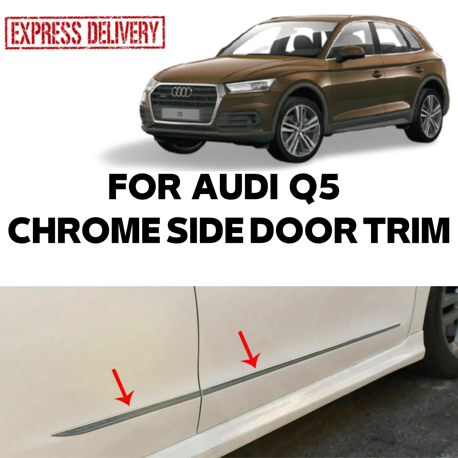 

Audi Q5 2009-2017 For Chrome Side Door Pervazı Streamer Stainless Steel 4 Piece Sheet Rod Frame Panel Outdoor Equipment accessory