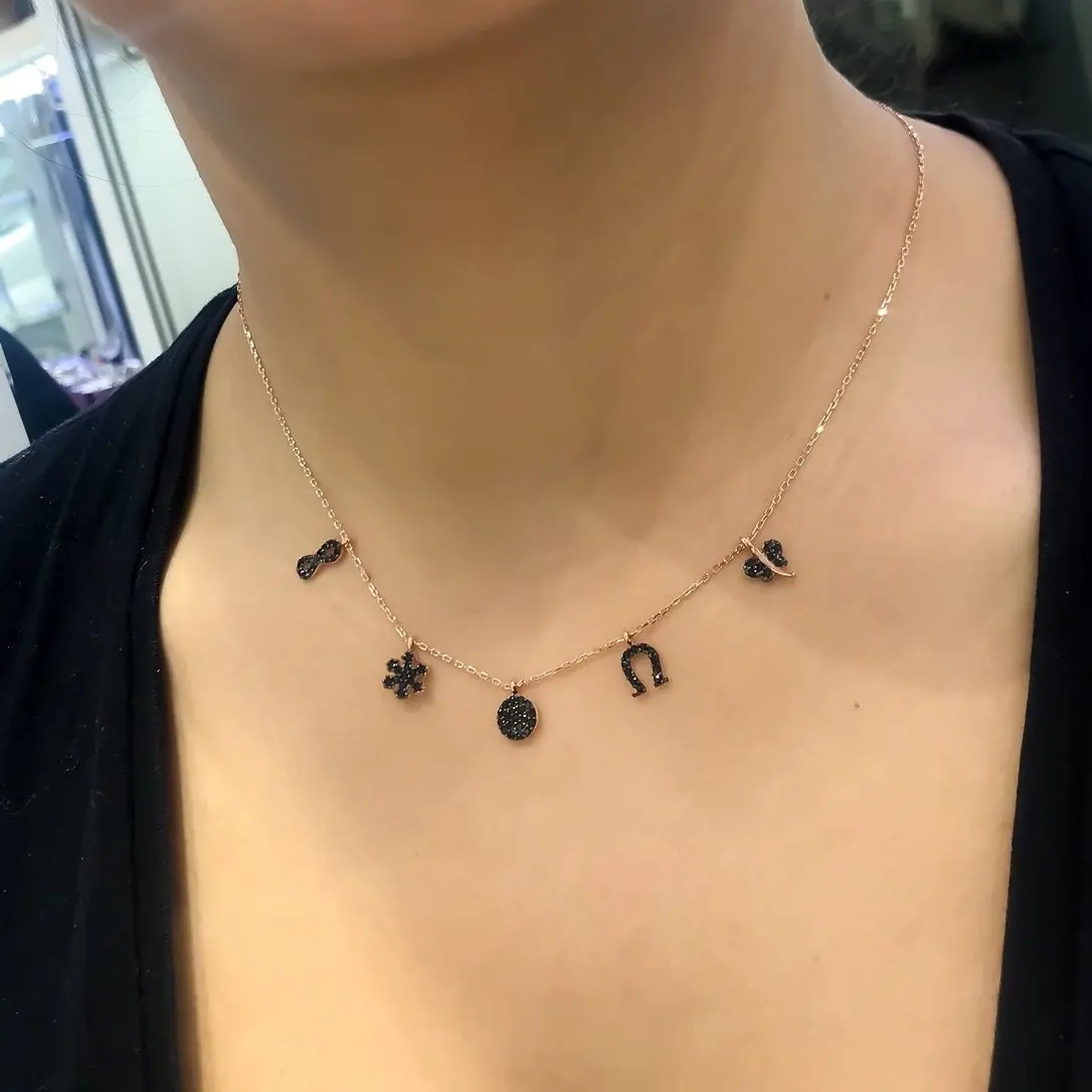 

Fortune Necklace Gold Model Rosegold Black Silver Necklace