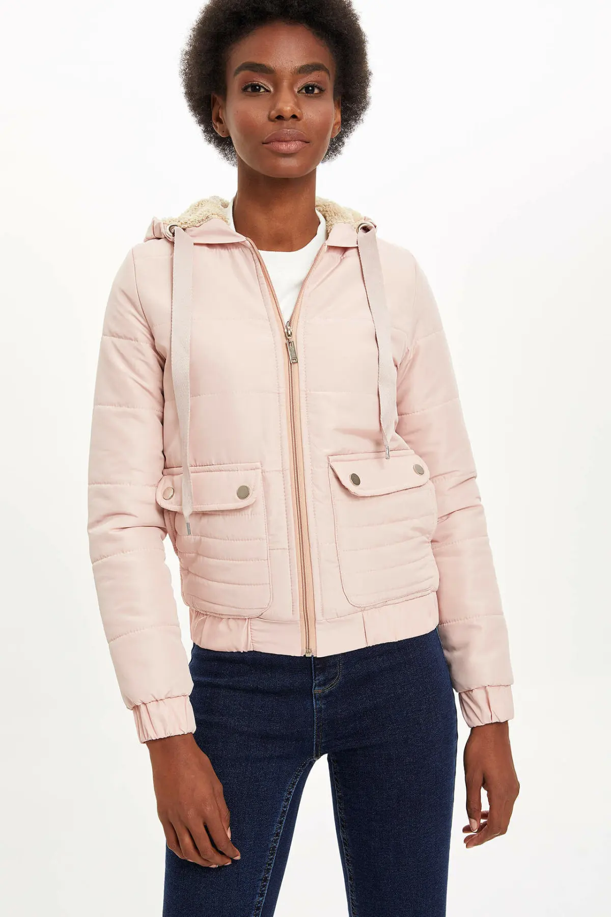 Дефакто женские зимние толстые пальто на молнии повседневные с капюшоном