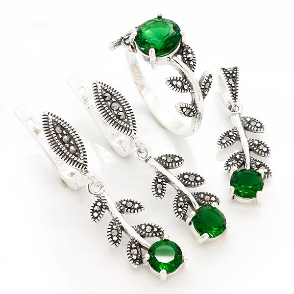 

925 sterling silver earrings necklace set ornaments luxury Vintage crystal jewelry sets for women bijoux düğün s jewellery