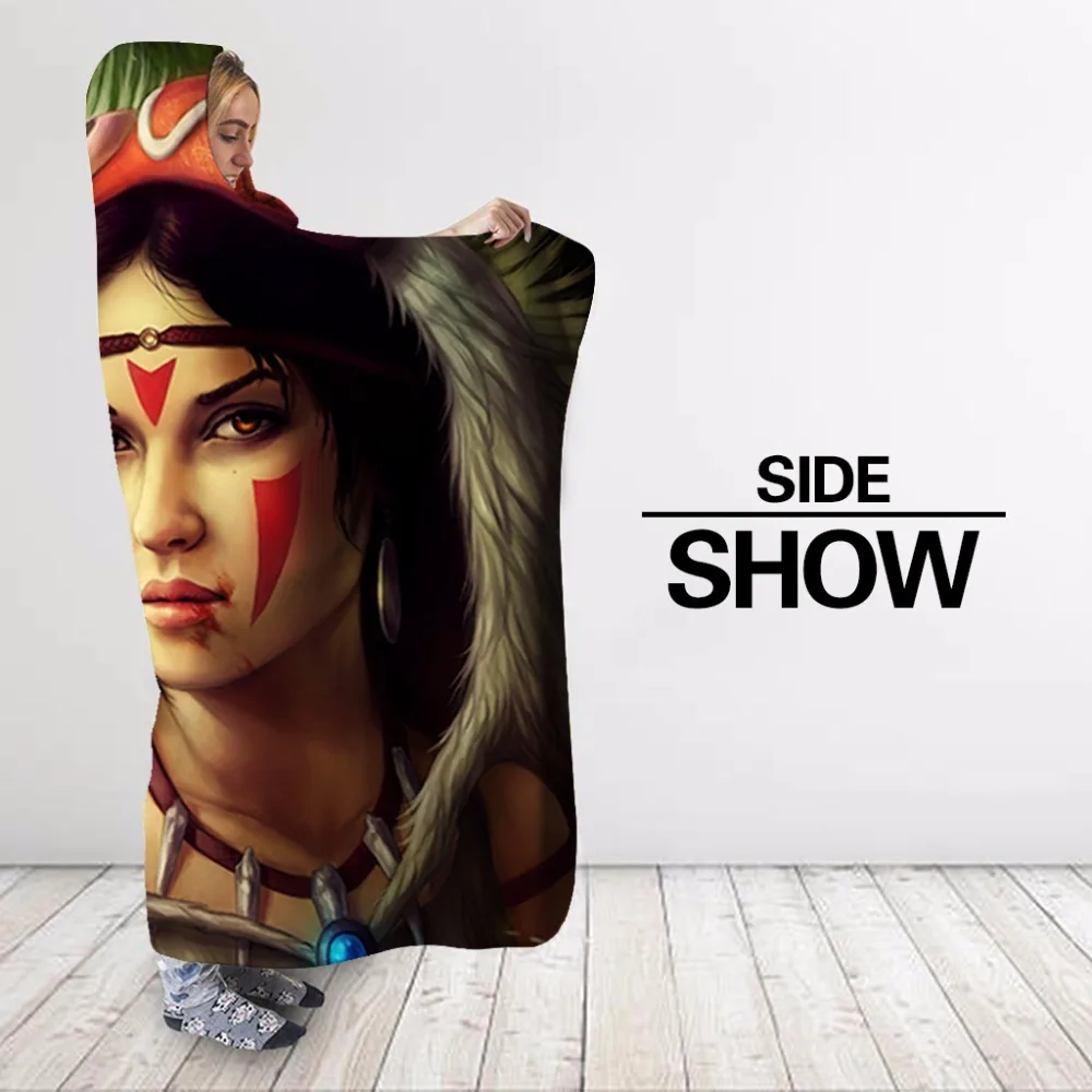 Аниме Принцесса Мононоке печатных плюша на меху с капюшоном и застежкой Одеяло