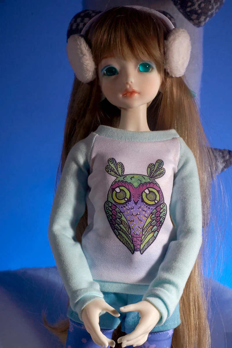Doll clothes owl pinted shirt long sleeve for slim 1/4 bjd msd mnf kdf | Dolls Accessories