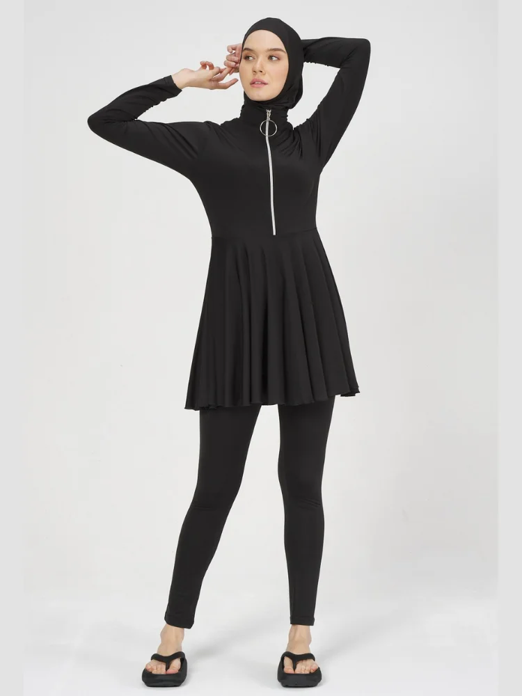 

Мусульманские женщины Burkini украшение на молнии хиджаб-Купальник 2 цвета 5 штук одежда для плавания Новый сезон сдержанный Сделано в Турции