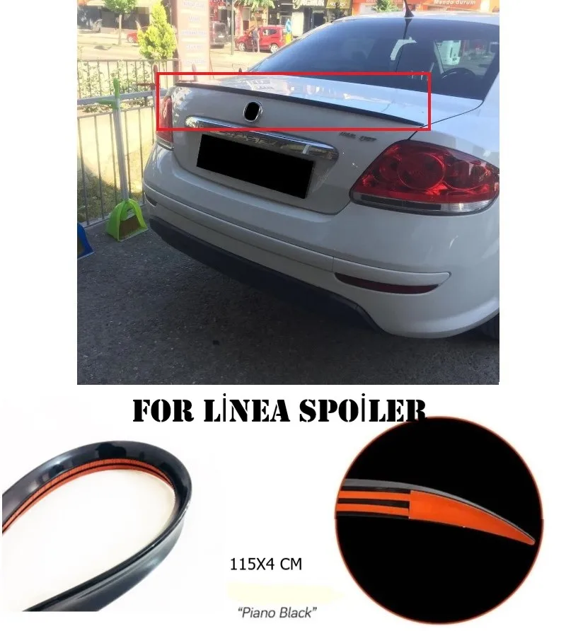 

Модифицированный спойлер для заднего багажника Fiat Linea, сращивающийся хвост, материал ABS, яркий черный спойлер