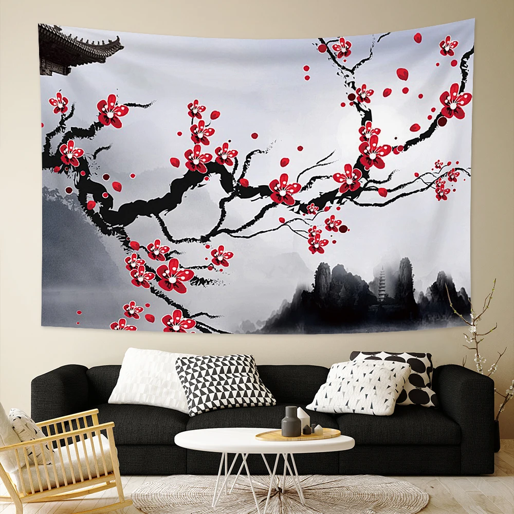 

Japanese Style Cherry Blossom Tapestry Kawaii Room Decoration Modern Room Wall Hanging Aesthetic Decoration Simple Beach Towel