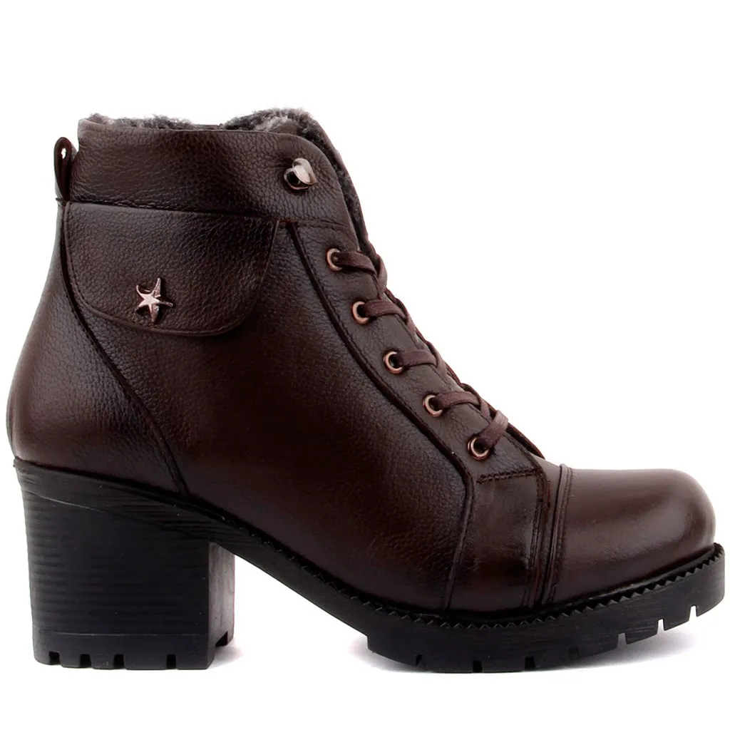 

Sail Lakers/коричневые кожаные женские ботинки на высоком каблуке