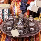 Набор медных чашек для чая, кофе, эспрессо, Османская Турецкая Арабская чаша для чая, эспрессо-6 чашек, соусы с подносом, сахарница в турецкой подарочной коробке