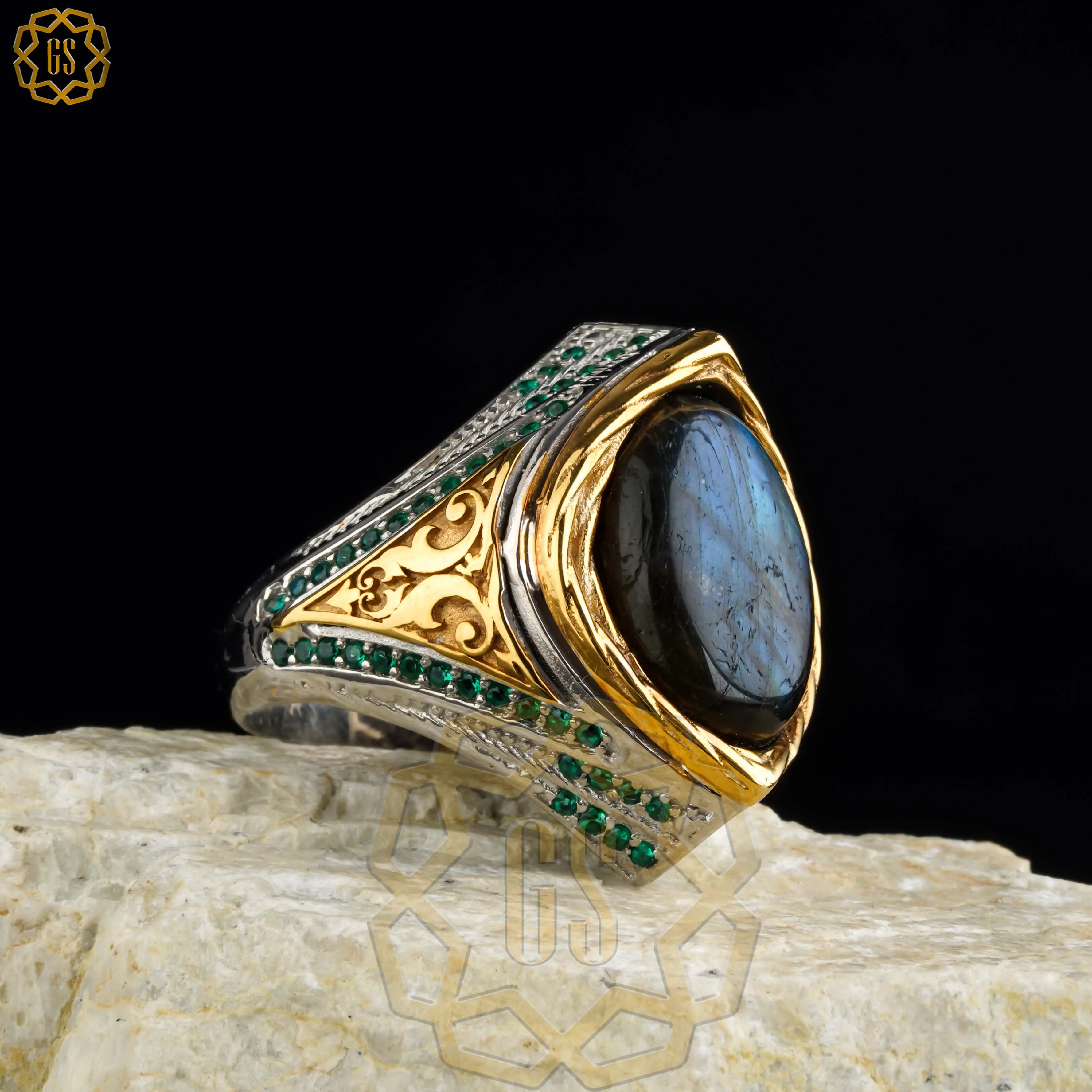 

Silver Ring For Men 925 Made in Turkey With Labradorite Stone.. Guaranteed High Qualit .. Turkish Jewelry