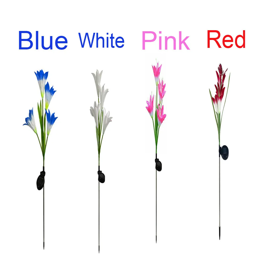 

Outdoor Decorative Lilly Flower For Garden Multi-Color Changing LED Solar Landscape Lighting Light Balcon Light With Four Color