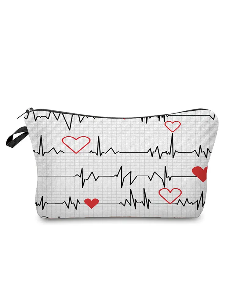 

ECG Print Makeup Bag Female New Fashion Small Toiletry Bag Pretty Nurse Hot Sale Cosmetic Bags High Quality Portable Storage Bag