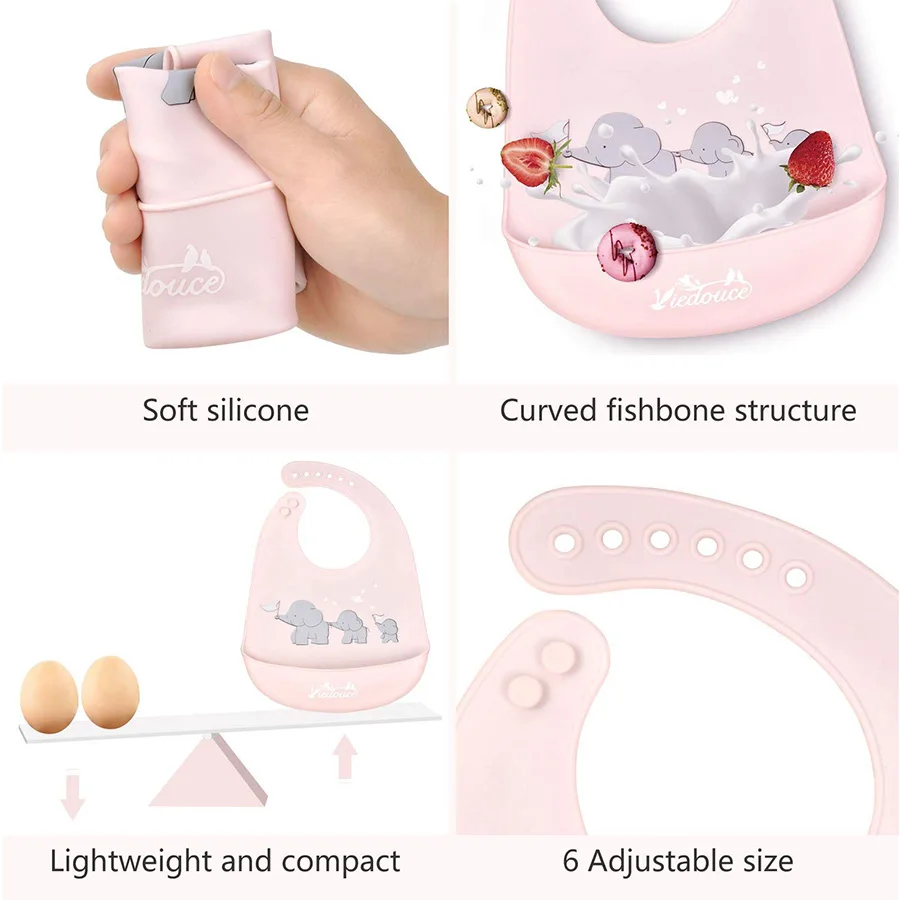 Viedouce 2PCS baby bibs waterproof silicone bib boy girl bowl silicon feeding | Детская одежда и обувь