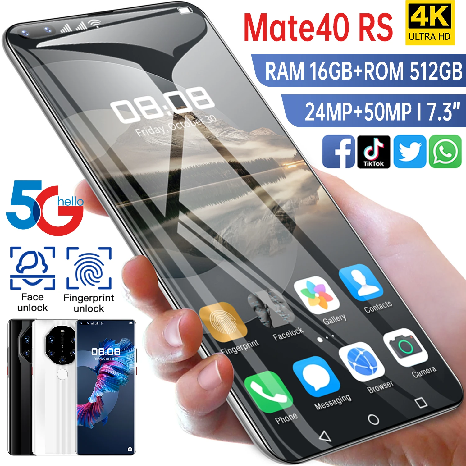 

Mate40 RS, Android 10,0, 16 + 512 , 7,3 , 4G