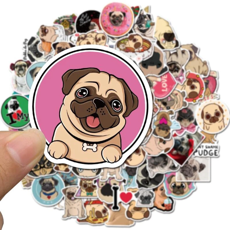 Наклейки 100 шт./лот в виде милых Мопсов собак и животных для девочек наклейка с