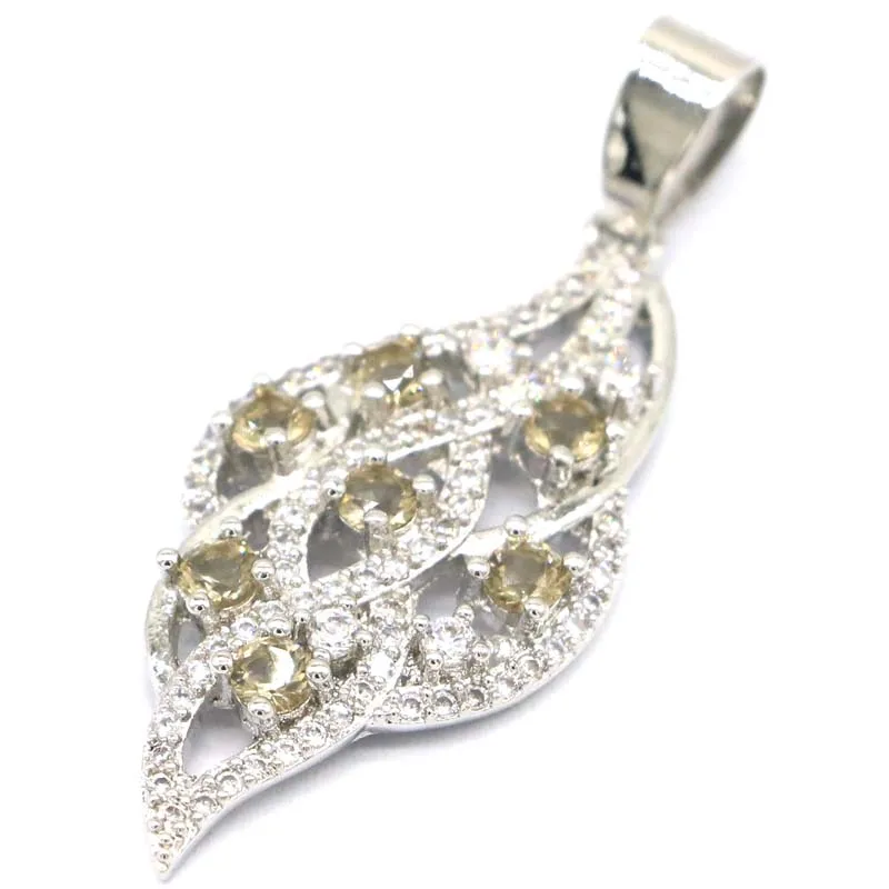 42x17mm SheCrown Beautiful Created Smokey Topaz Green Peridot cz Women Gift Silver Pendant Daily Wear | Украшения и аксессуары