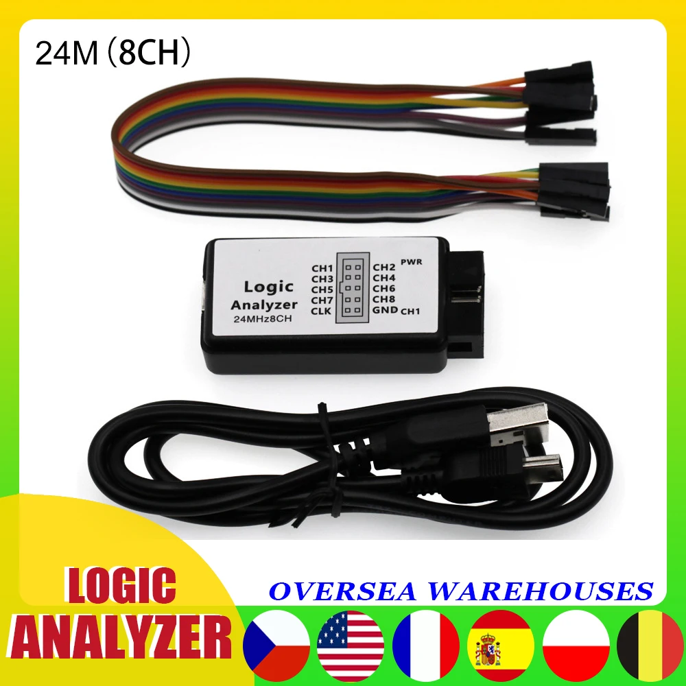 

USB Logic Analyzer Equipped with 8 channels 24M 8CH Microcontroller ARM FPGA Debug Tool 24MHz, 16MHz, 12MHz, 8MHz, 4MHz, 2MHz