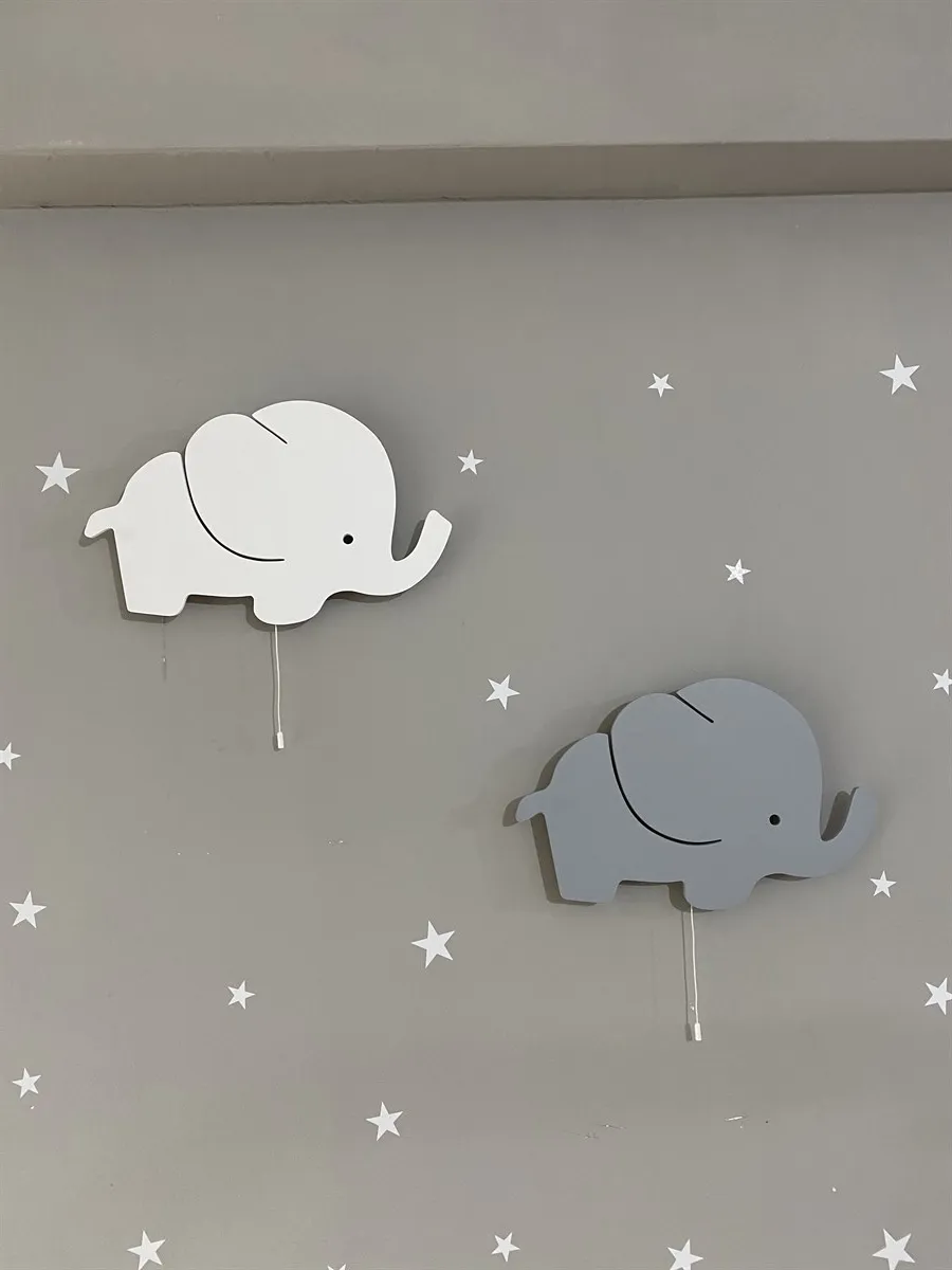Jaju Baby Gray Elephant and White Elephant Night Light  Lighting