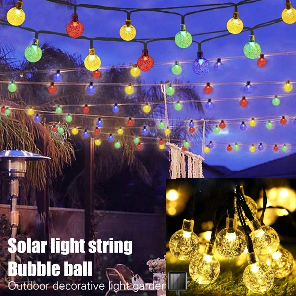 

50/100LED Solar String Lights Fairy Gypsophila Bubble Ball Lamp Holiday Lighting Garland Indoor For Christmas Wedding Decoration