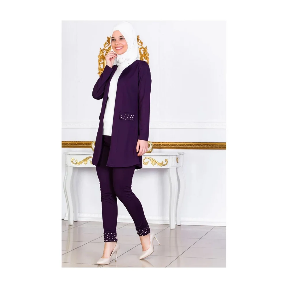 Pearl Highlighted Jacket Pants Double Suit 2022 Season Trend Fashion abaya muslim dress women kaftan open abaya long dress afric