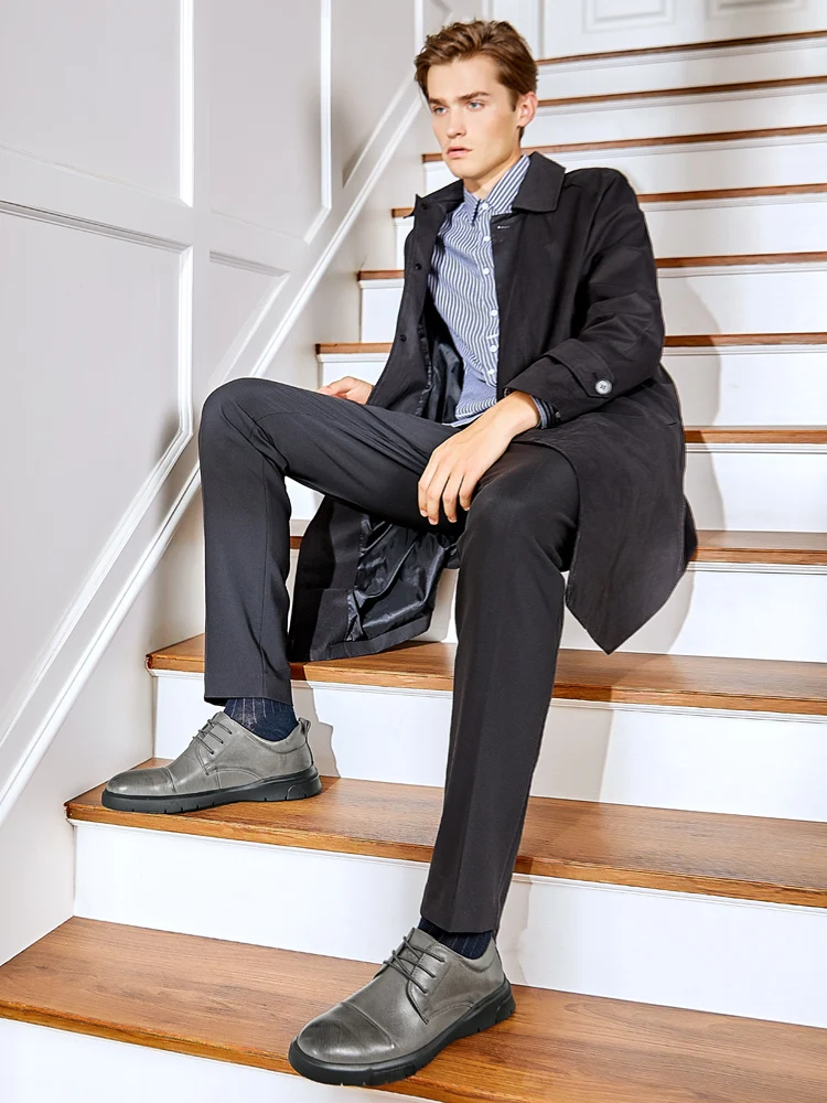 Мужские повседневные деловые туфли из натуральной кожи CAMEL коричневые простые