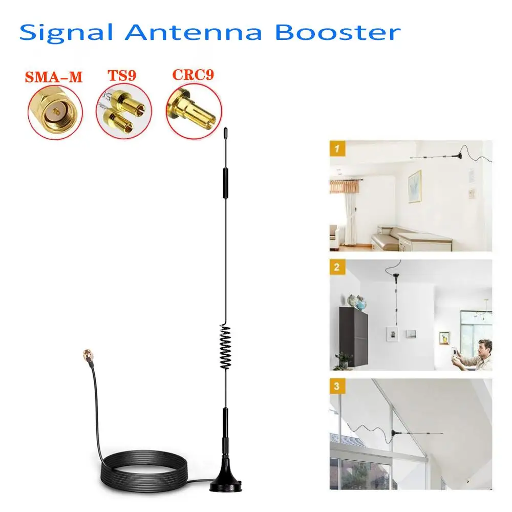 Range Booster Antenna TS9 CRC9 SMA Male Connector External Network Card TV FM 12dBi GSM 2G 3G 4G LTE 700-2700MHz