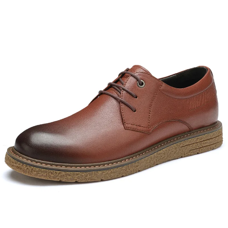 A932043460Brown CAMEL/Мужская обувь; Новинка; деловая модельная обувь; мужские туфли из мягкой воловьей кожи; удобные амортизационные повседневные мужские туфли «Дерби» - Цвет: A932043460Brown