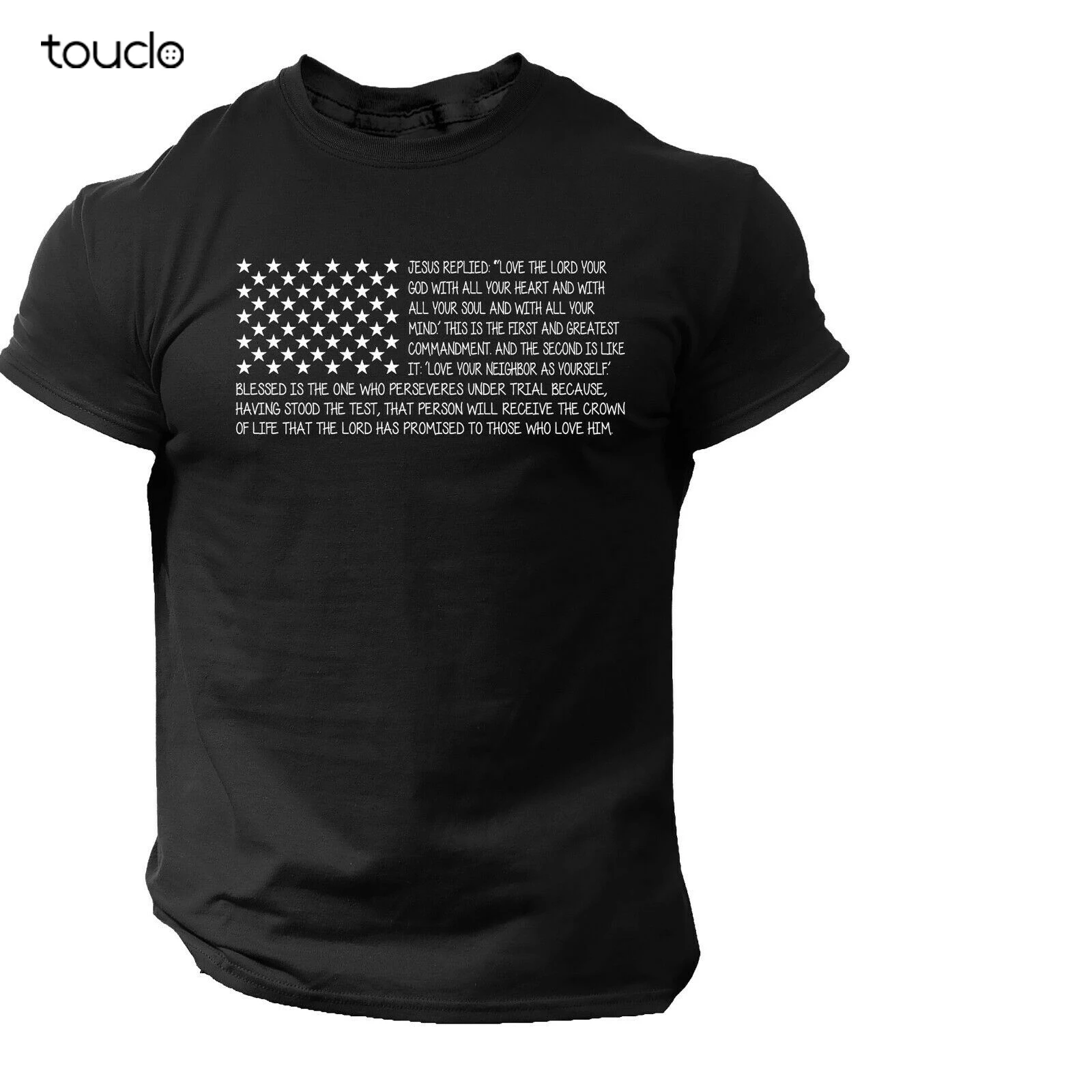 

Bible T Shirt Men's USA Flag American Christian Bible Verse Gift Shirt