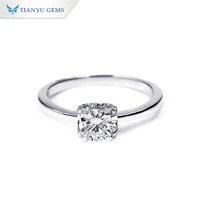 tianyu gems round moissanite gemstones rings for women s925 18k white gold plated diamonds engagement wedding ring fine jewelry