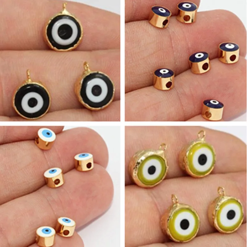 Необработанная латунь 24k блестящие позолоченные бусины от сглаза подвески