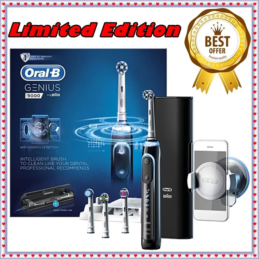 Сделано в Германии Oral B Genius Black PRO 9000 Электрическая аккумуляторная зубная щетка от