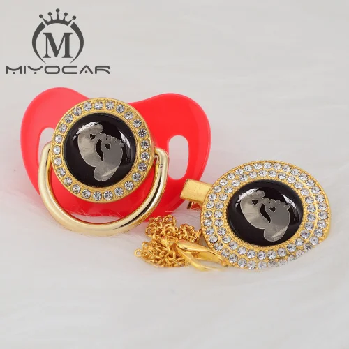 MIYOCAR/Милая Золотая и серебряная Соска-пустышка с золотым украшением для ног и пустышка с клипсой, не содержит бисфенол, пустышка, уникальный дизайн, GFT-08 - Цвет: GFT-5   0-6M