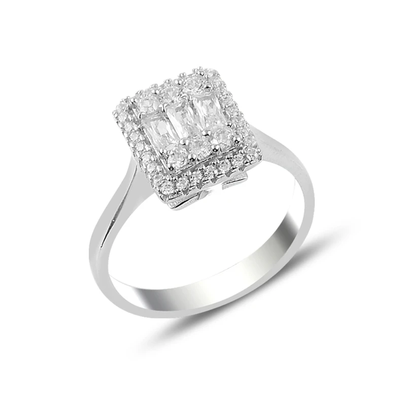 

Silver 925 Sterling Engagement Baget Zircon Stone Ring