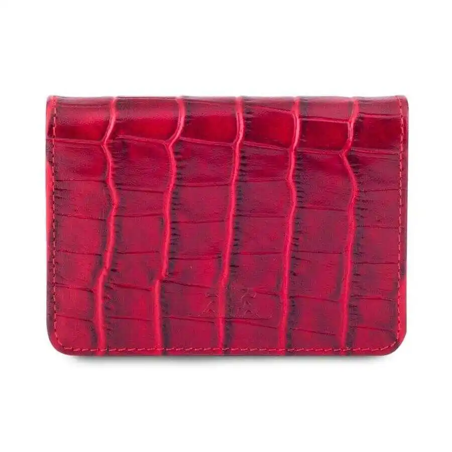 Anitolia Croc Embossed Leather Sport Design Mens Cardholder Burgundy-Red Wallet Casual For a Lifetime Comfortable Money Pocket