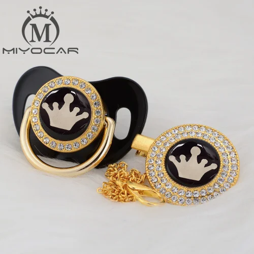 MIYOCAR Золотая Корона прекрасная красивая Золотая блестящая корона соска и Соска с зажимом BPA бесплатно пустышка блестящая уникальный дизайн GCR-08/9 - Цвет: GCR-4    6-18m