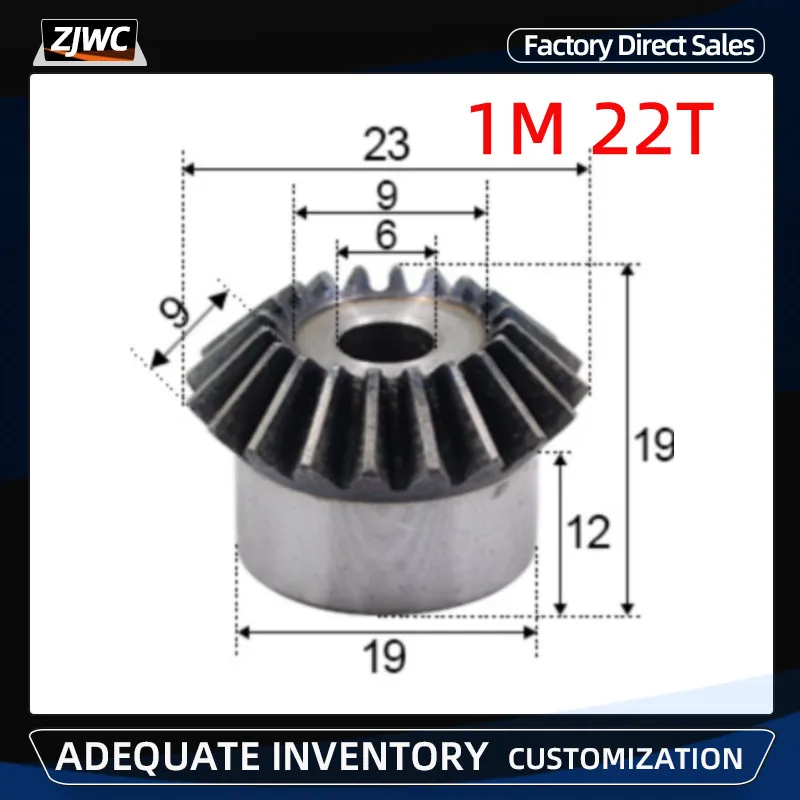 

1pc 1M 22T 1 Modulus 22 Teeth process hole 6mm Gear Teeth Spiral Bevel Gears For Violent model Car Modification DIY