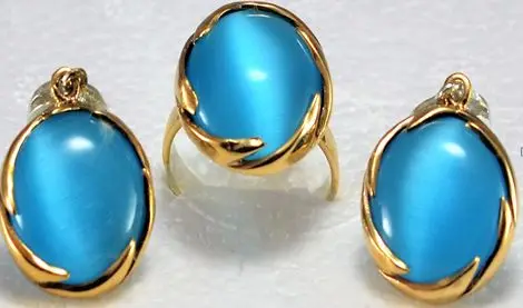 

Round Stone 925 Sterling Silver Ring Earring Set color is white or light blue or black or green or pink or tlight blue