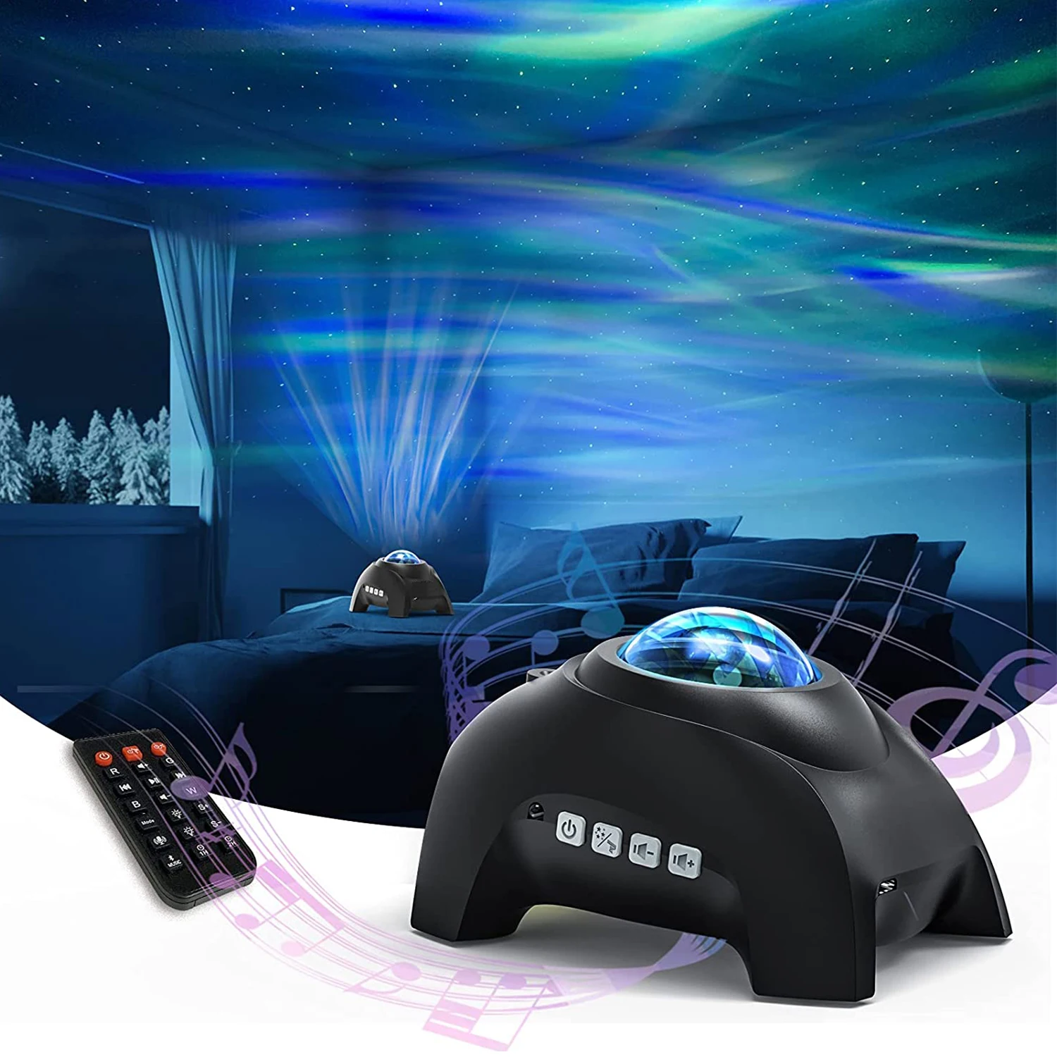 

Northern Star Projector Galaxy for Bedroom Bluetooth Speaker and White Noise Aurora Projector Night Light for Kids