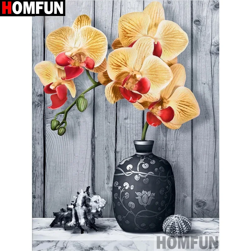 

Картина для алмазной вышивки HOMFUN, картина из квадратных и круглых страз «цветок», «сделай сам», ручная работа
