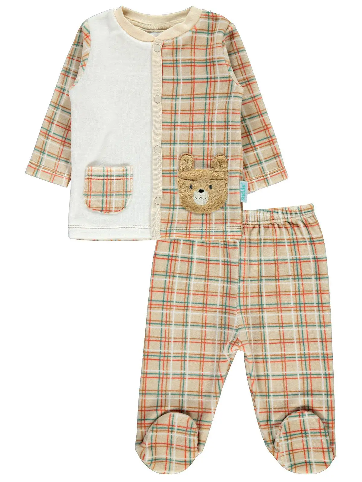 

Kujju Baby Boy Pajamas Set 3-6 Months Ecru Color 80% Cotton 20% Polyester Long Sleeve