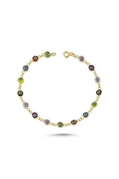 Gold Evil Eye Beaded Colorful Stone Bracelet TTGBLANZ107 - Certified 14K Gold – A perfect gift for your Loved Ones