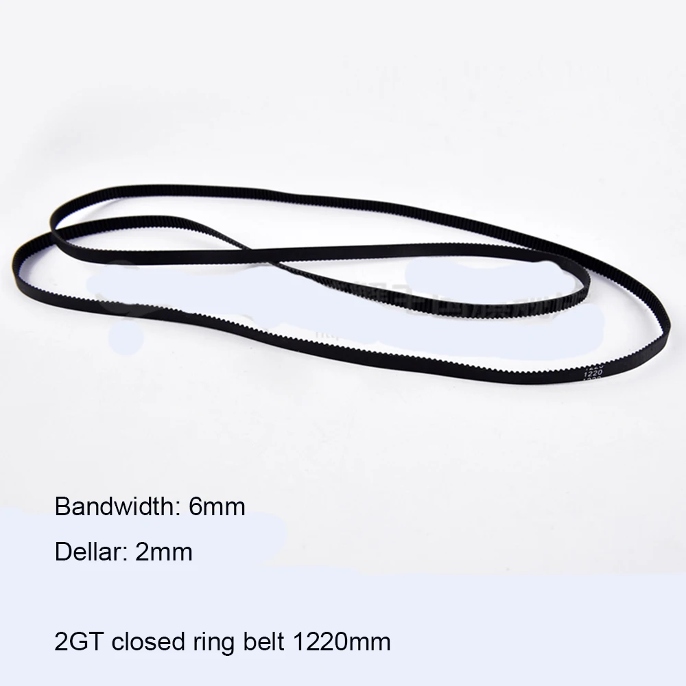 

1220mm Black 2GT Closed Ring Belt DIY Tool Closed Loop Synchronous With Rubber Transmission with 2GT Wheels Model Transmission