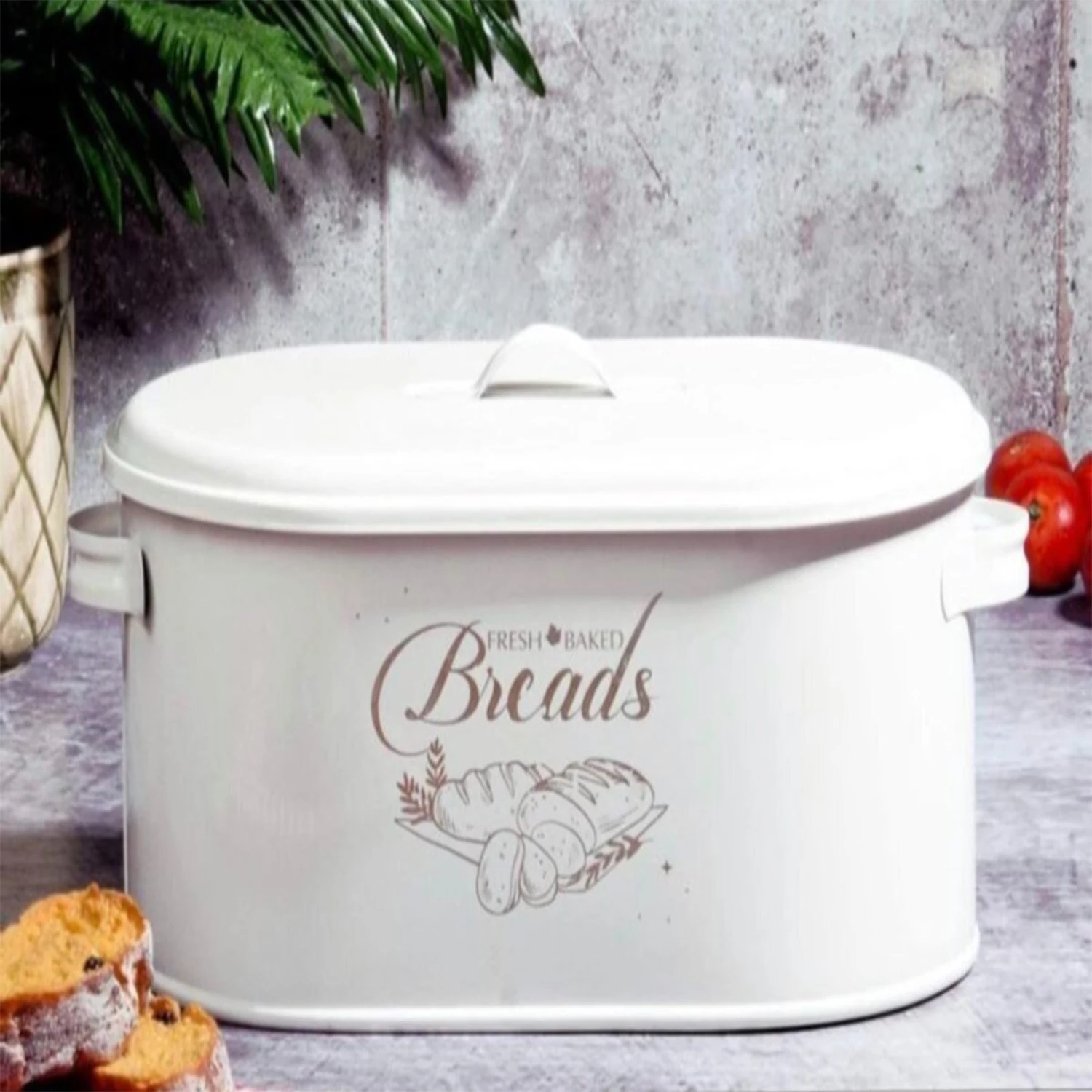 

Storage Boxes Bread Bins With Bamboo Cutting Board Lid Metal Galvanized Snack Box Handles Design Kitchen Containers Home Decor