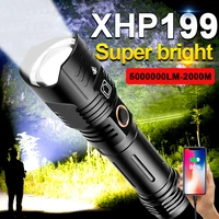 2022 new strong xhp199 led flashlight 16 core usb torch 5000m shot zoom 18650 26650 battery powerbank light self defense lantern