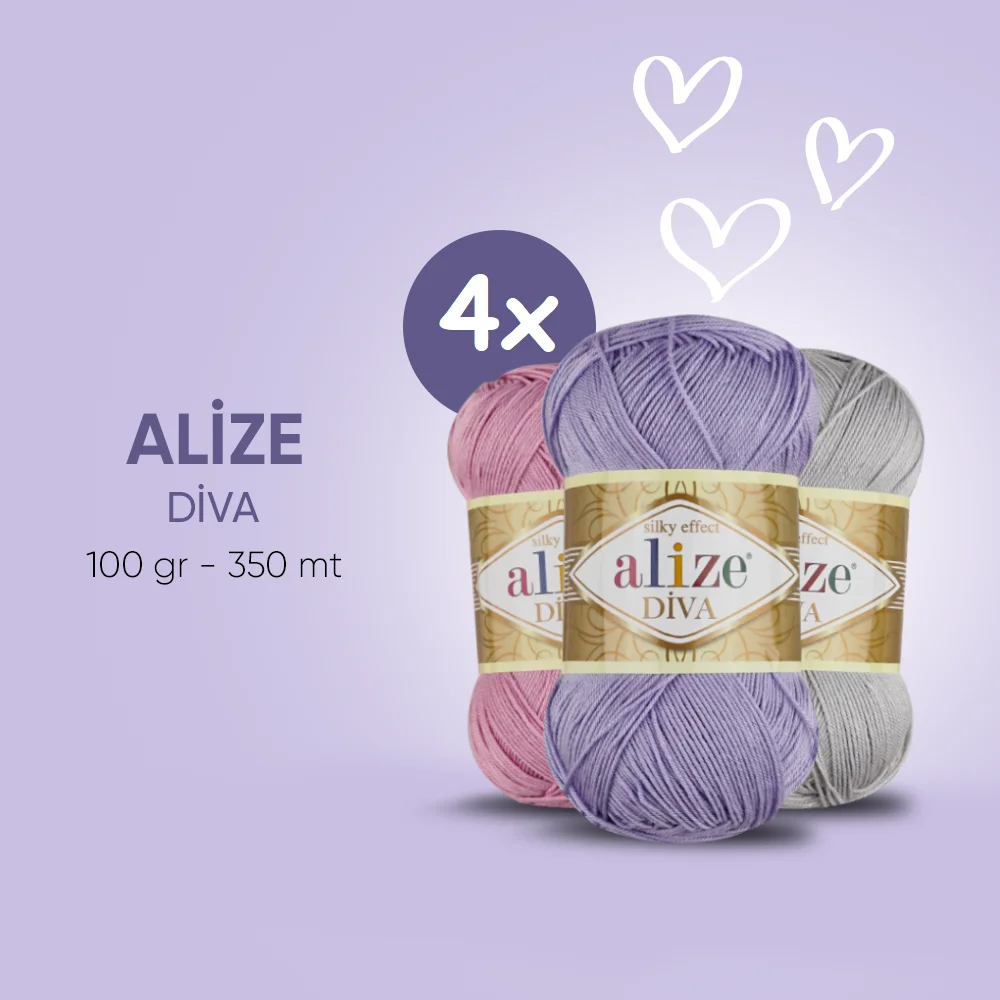 Alize Diva Yarn 4 Balls - Free Shipping! Knitting Crochet Silk Effect Lace Thread Light Sport Summer Hat Bag Dress Top Amigurumi